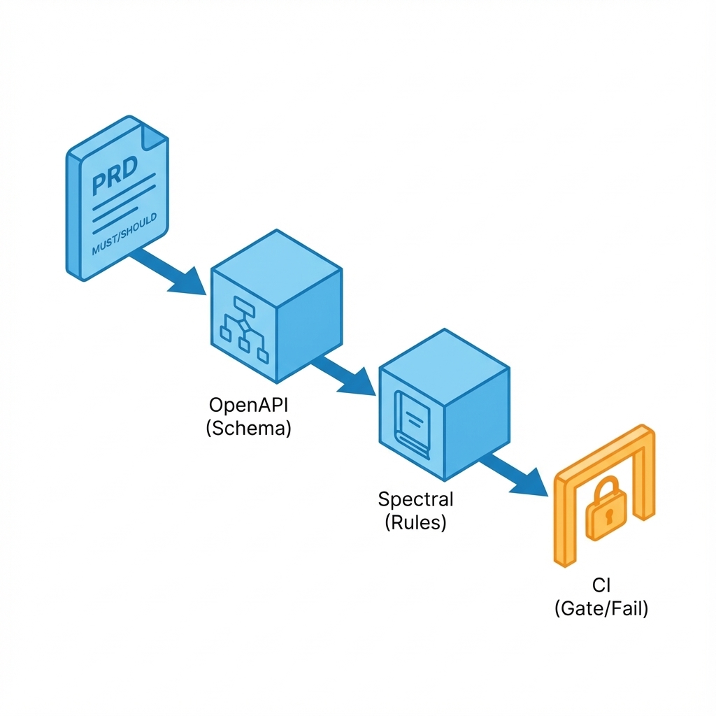 图 3-4：PRD → OpenAPI → Spectral → CI 门禁